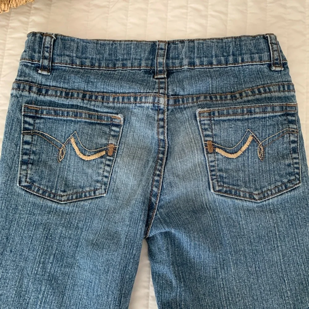 Circo Girls Blue Denim Ripped Distressed Flare Jeans Size 8